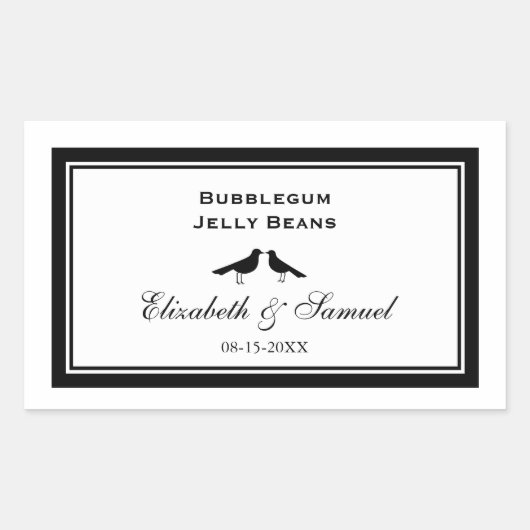 Dubbele grens liefde vogels bruiloft receptie snoe rechthoekige sticker (Voorkant)