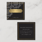 Dubbele grens voor Damask Black Gold Executive Vierkante Visitekaartje (Voorkant / Achterkant)
