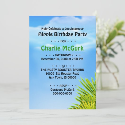 Dubbele Groovy verjaardagsfeestje uitnodiging (Staand voorkant)