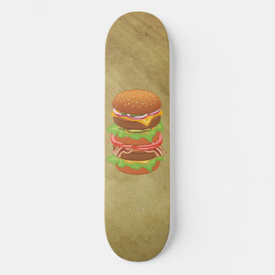 Dubbele hamburger met kaas en bacon persoonlijk skateboard
