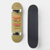 Dubbele hamburger met kaas en bacon persoonlijk skateboard (Voorkant)