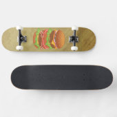 Dubbele hamburger met kaas en bacon persoonlijk skateboard (Horizontaal)