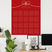 Dubbele Happiness Gold Knot Wedding Seating Chart Poster (Thuiskantoor)