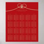 Dubbele Happiness Gold Knot Wedding Seating Chart Poster (Voorkant)