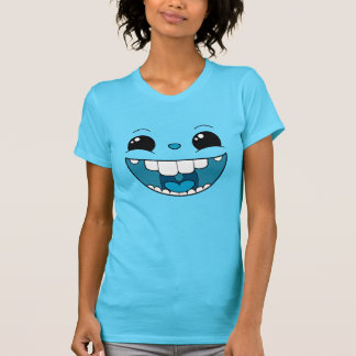 Dubbele Happy Blue Face Dames T-Shirt