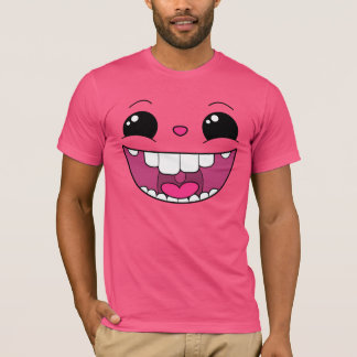 Dubbele Happy Pink Face Mannen T-Shirt