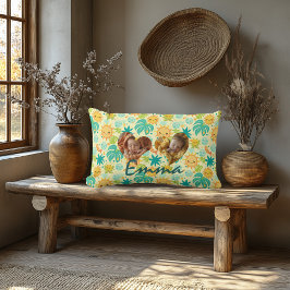 Dubbele Hart Foto Kussen Kawaii Tropisch Patroon