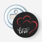 Dubbele Hart 'Liefde' Badge/Pin Knop Button Flesopener (Voorkant)