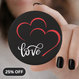 Dubbele Hart 'Liefde' Badge/Pin Knop Button Flesopener
