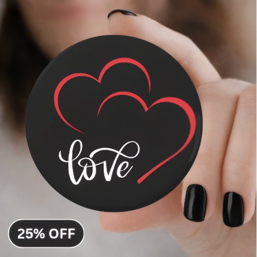Dubbele Hart 'Liefde' Badge/Pin Knop Button Flesopener