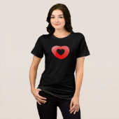 Dubbele hart omhelzing - minimalistische rode lief Tri-Blend shirt (Voorkant volledig)