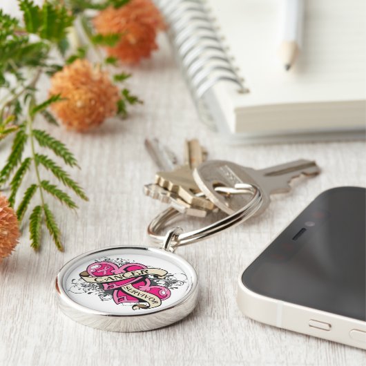 Dubbele hartborstkanker Overleving Sleutelhanger (Zijkant)