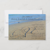 Dubbele harten in Zand Wedding RSVP (Voorkant)