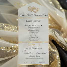 Dubbele Harten - Pastel Salie/Goud All In One Uitnodiging