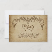 Dubbele harten Rustic Burlap Wedding RSVP-kaarten RSVP Kaartje (Achterkant)
