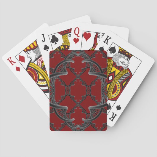 Dubbele helix ontwerp. Zwart op donkerrood Pokerkaarten (Achterkant)