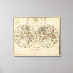 Dubbele hemisphere-kaart canvas afdruk