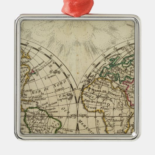 Dubbele hemisphere-kaart metalen ornament (Voorkant)