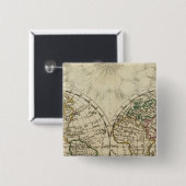 Dubbele hemisphere-kaart vierkante button 5,1 cm (Voorkant /achterkant)