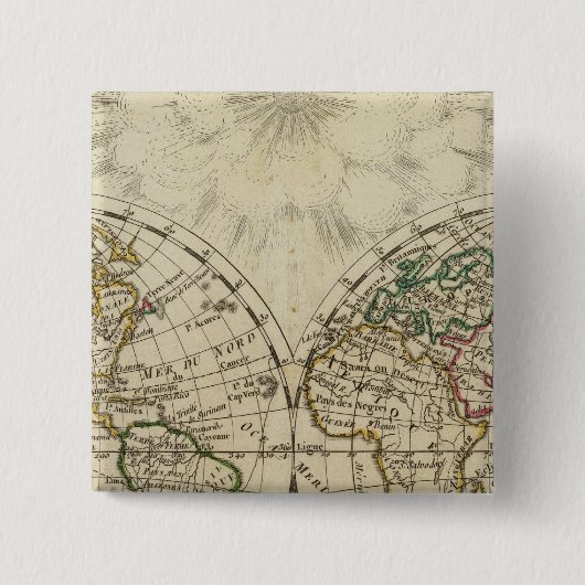 Dubbele hemisphere-kaart vierkante button 5,1 cm (Voorkant)