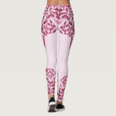Dubbele Hibiscus Roze op Zwart Leggings (Achterkant)