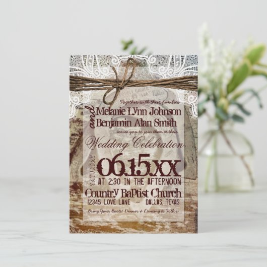 Dubbele Hoefijzers Rustic Wedding Invitting Kaart (Staand voorkant)