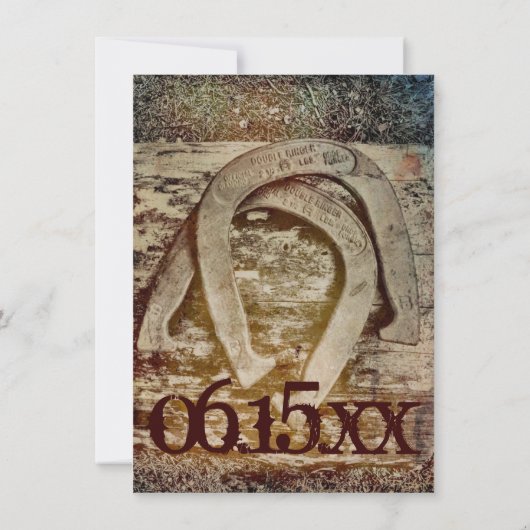 Dubbele Hoefijzers Rustic Wedding Invitting Kaart (Achterkant)