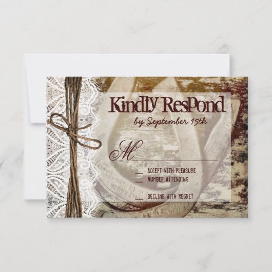 Dubbele Hoefijzers Rustic Wedding RSVP-kaarten RSVP Kaartje (Voorkant)