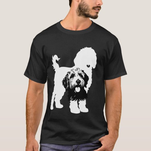 Dubbele hond Silhouetten in vet zwart en wit T-shirt (Voorkant)