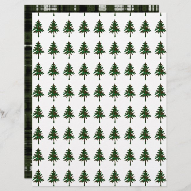 Dubbele Hunter Green Plaid Tree-ontwerp (Voorkant / Achterkant)