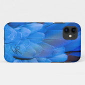 Dubbele initialen monogrammed blauw veer vleugelvo Case-Mate iPhone case (Achterkant (horizontaal))