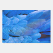 Dubbele initialen monogrammed blauw veer vleugelvo inpakpapier vel (Voorkant 2)