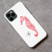 Dubbele initialen rode kust waterverf zeepaardje Case-Mate iPhone case