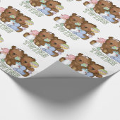 Dubbele jongen, beren voor baby cadeaupapier (Hoek)