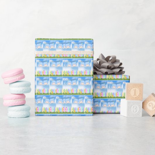 Dubbele jongens aan de lijn cadeaupapier (Baby Shower)
