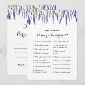 Dubbele kant 2 Baby shower spel- advies | Wie weet Kaart (Voorkant / Achterkant)