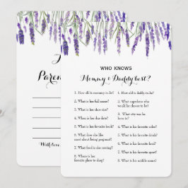 Dubbele kant 2 Baby shower spel- advies | Wie weet Kaart