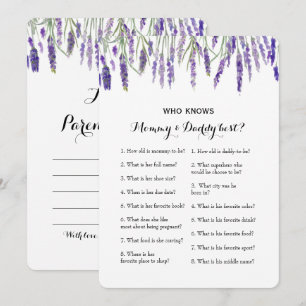 Dubbele kant 2 Baby shower spel- advies   Wie weet Kaart