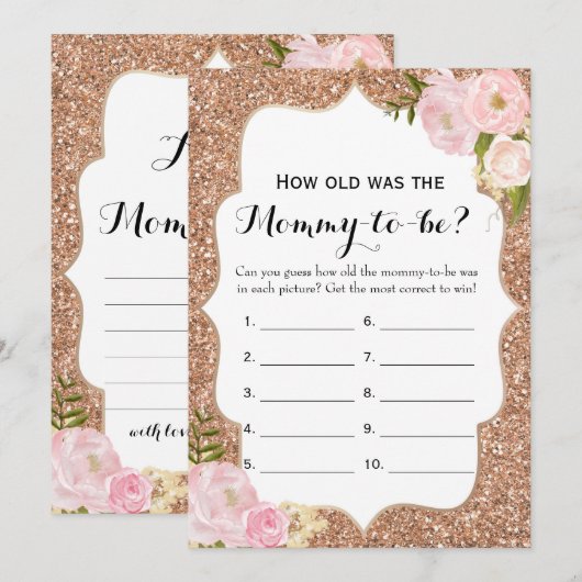 Dubbele Kant- 2 Baby Shower Spellen- Hoe Oud | Adv Kaart (Voorkant / Achterkant)