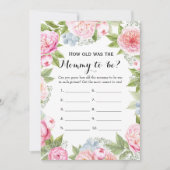 Dubbele kant- 2 Baby shower spelletjes- Hoe oud |  Kaart (Voorkant)