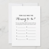 Dubbele kant- 2 Baby shower spelletjes- Hoe oud | Kaart (Voorkant)