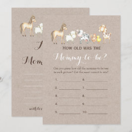 Dubbele kant- 2 Baby shower spelletjes- Hoe oud |  Kaart