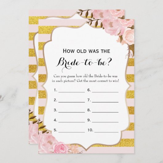 Dubbele kant - 2 Vrijgezellenfeest Game-How Old |  Kaart (Voorkant / Achterkant)