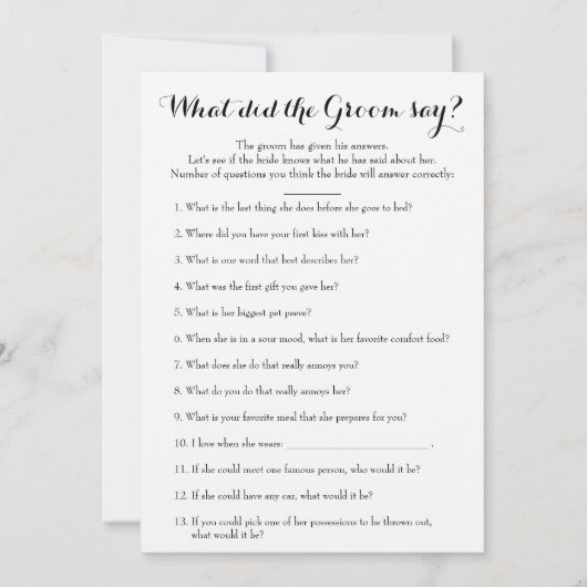 Dubbele Kant Bruidsdouche Spellen- Bruidegom Zegt| (Achterkant)