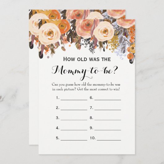 Dubbele kant Herfst Baby shower Spelletjes Kaart (Voorkant / Achterkant)