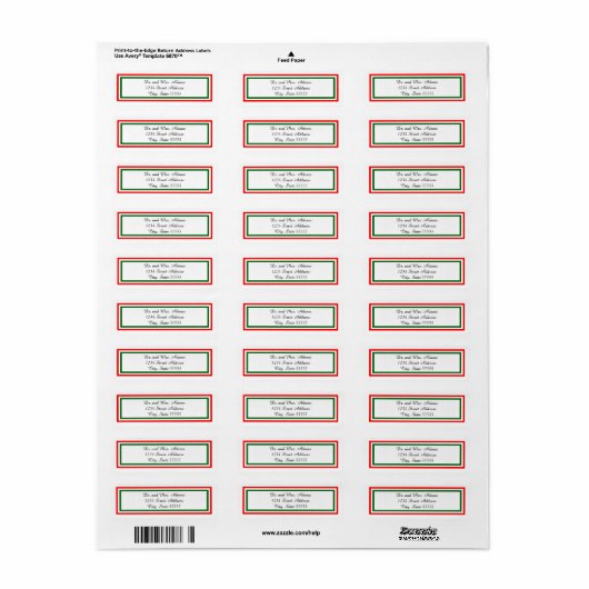 Dubbele kerstsierstrip - Retouradreslabel Etiket (Full Sheet)