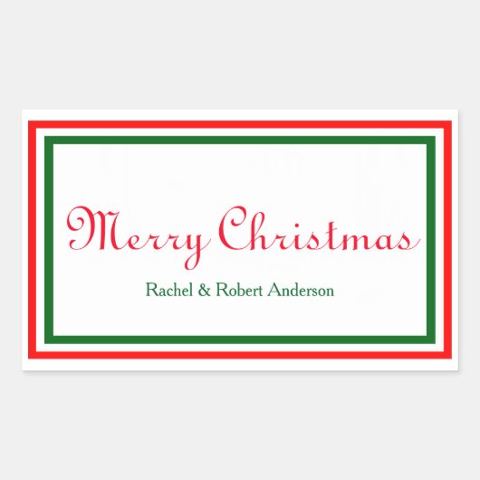 Dubbele kersttrim - Rechthoeksticker Rechthoekige Sticker (Voorkant)