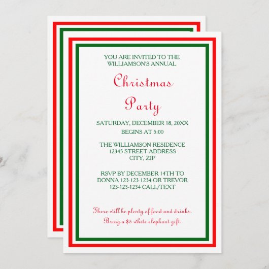 Dubbele kerstversiering -5x7 Kerstfeest uitnodigen Kaart (Voorkant / Achterkant)