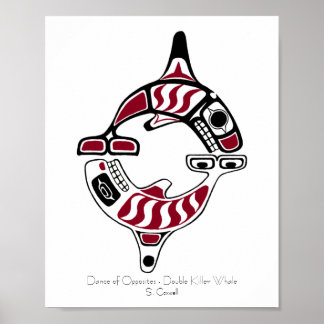 Dubbele Killer Whale Teenvousian Art Poster