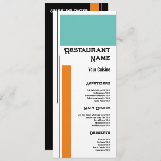 Dubbele Klassieke Block Color, Restaurant Slimline Menu (Voorkant / Achterkant)